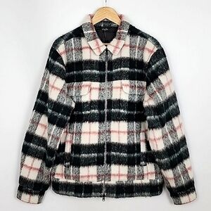 NWT Good Man Brand Men's Plaid Brushed Wool Blend Zip Jacket Softest Coat Large